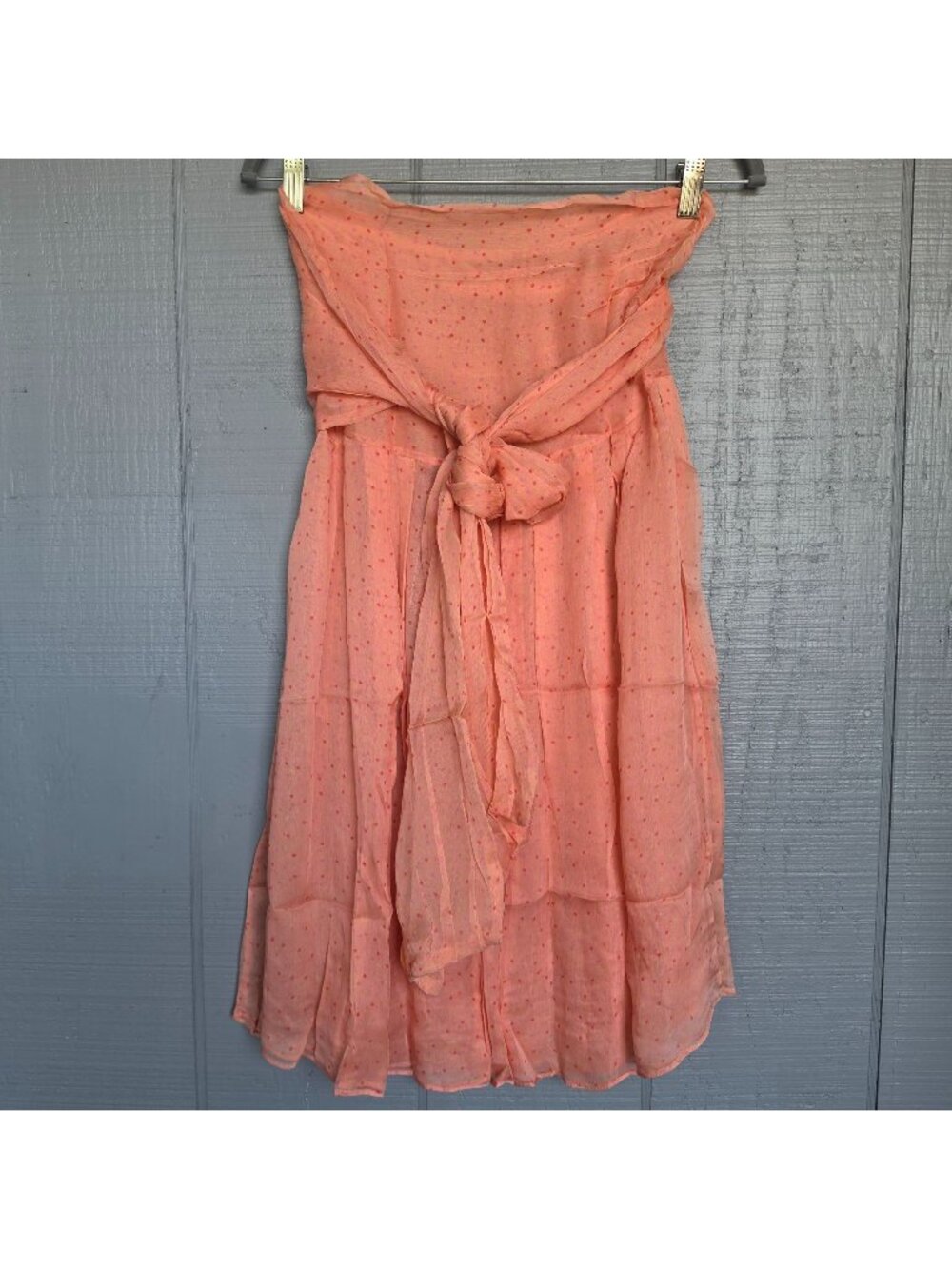 Calypso Christiane Celle Paloma Plumetis Silk Sheer Wrap Tie Skirt Polka Dot. M